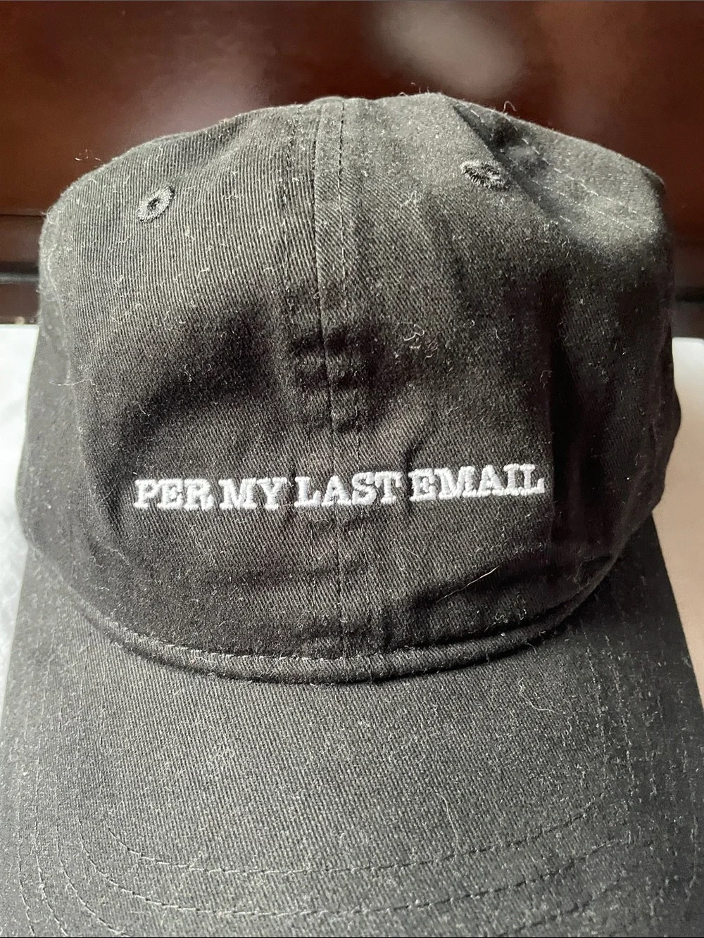 Time and Tru Black Baseball Cap with White Embroidered Text